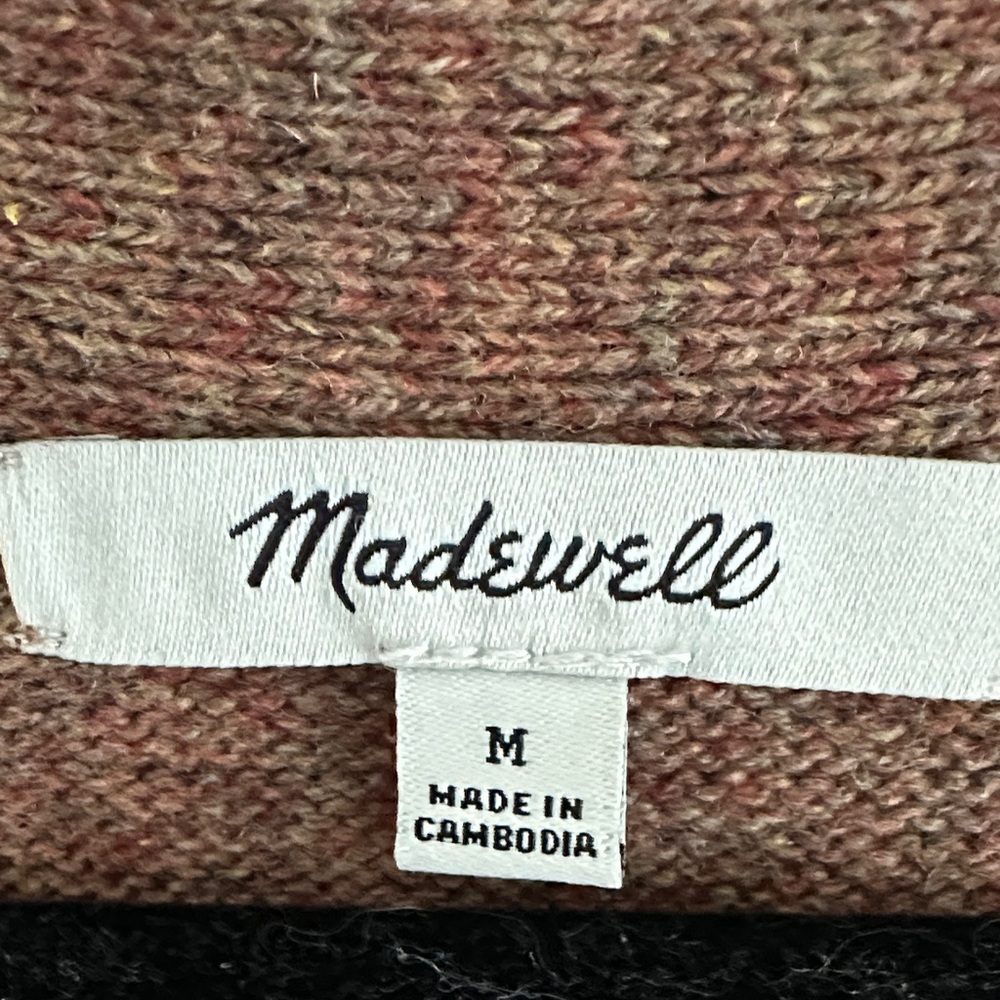 Madewell Wool Brown V-Neck Relaxed Cardigan - Picture 9 of 11